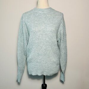 a new day Gray Crew Neck Sweater with Ribbed Texture